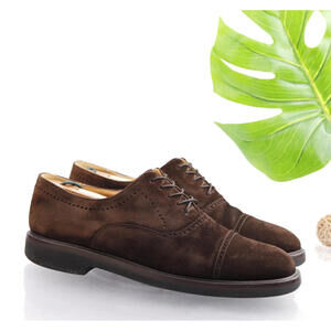 Mezlan Mens Solana Oxfords Size 9.5 Brown Suede Dress Shoe Cap Toe Brogue Vibram